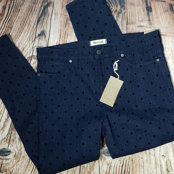 ♥️Madewell High Rise Skinny Denim Jeans Polka Dot Polkadot Stretch Slimming - Picture 5 of 10